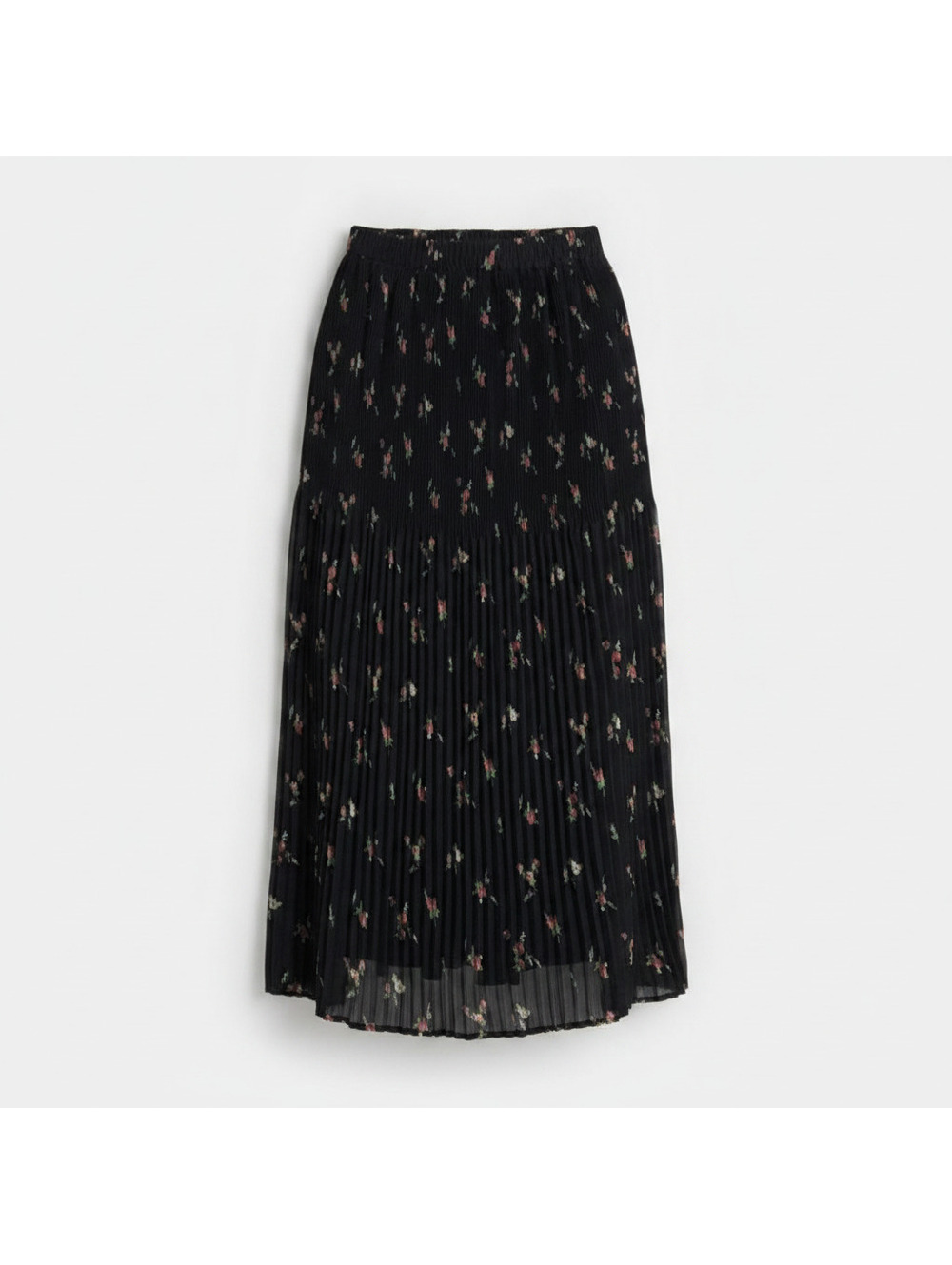 Vintage floral fairy grunge skirt small micro pleated crepe maxi